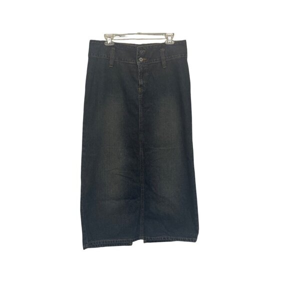 Carolina Blues Womens Dark Denim Long Skirt Size 10 With Back Slit 100% Cotton - Picture 1 of 4